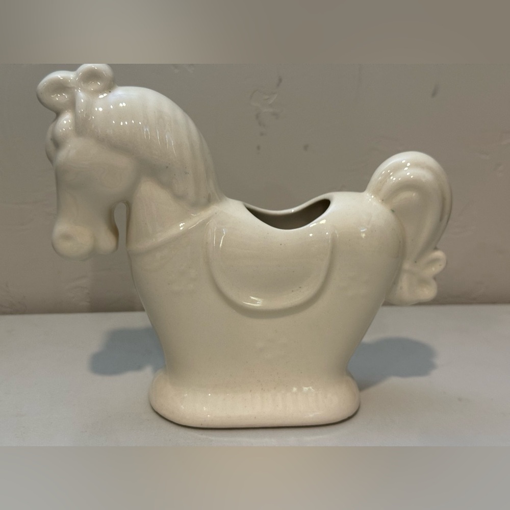 Vintage Ceramic Rocking Glazed Horse Planter Vase 7”H